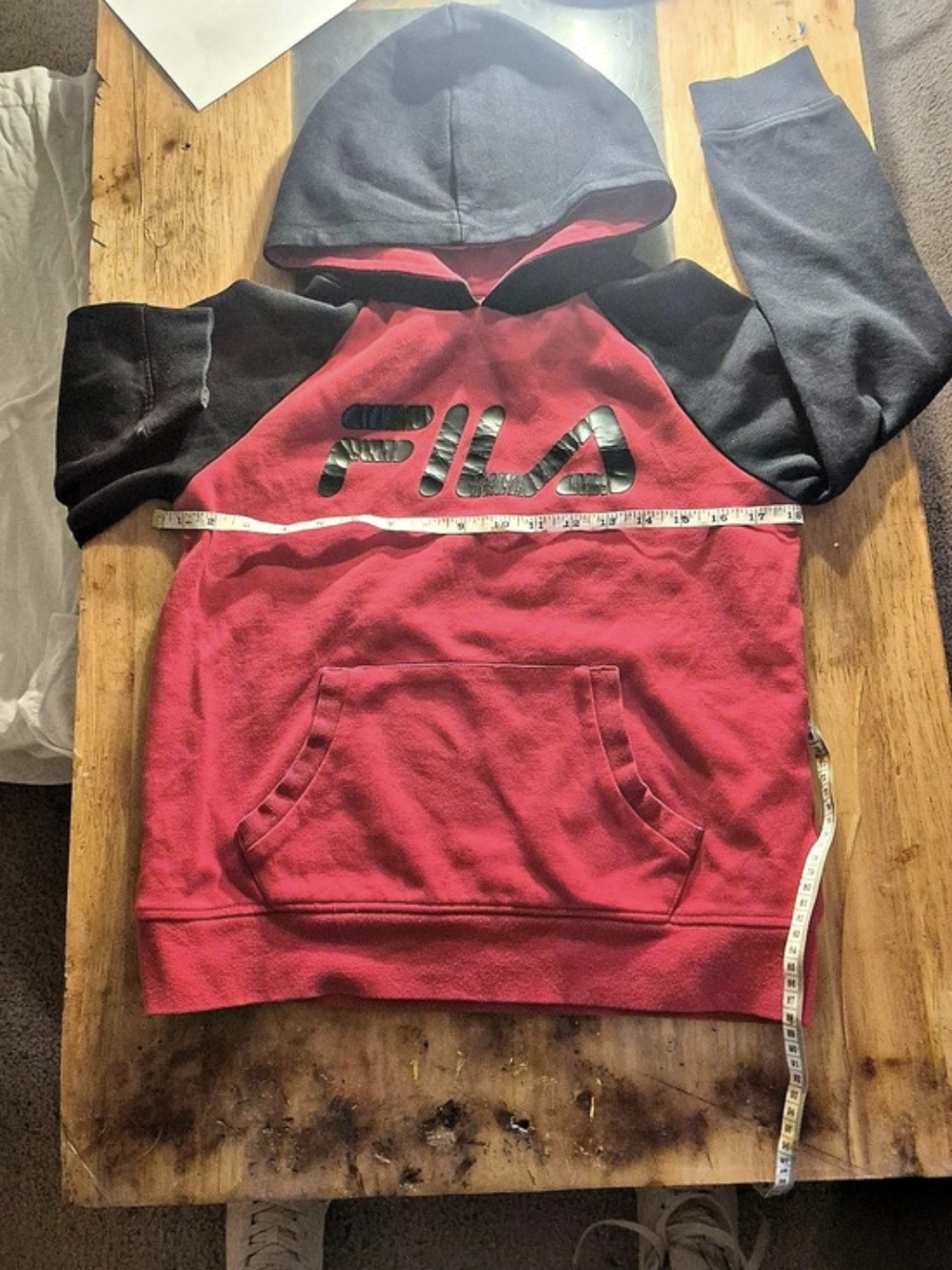 FILA Kids Color Block Hoodie Red & Black
